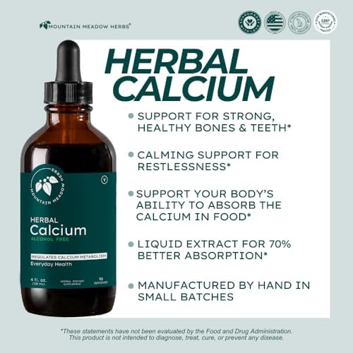Mountain Meadow Herbs Herbal Calcium – Vegan Liquid Calcium Supplement for Bone & Teeth Support, High Absorption Plant-Based Formula for Adults & Kids - 2 oz