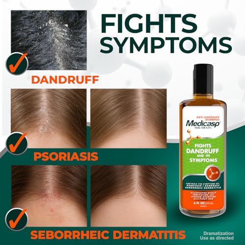 Medicasp Coal Tar Anti-Dandruff Shampoo, Flakes Shampoo, 6 fl oz | Alleviates Symptoms from 1st Wash, Treats Psoriasis, Seborrheic Dermatitis & Itchy Dry Scalp, Fights Root Cause of Dandruff