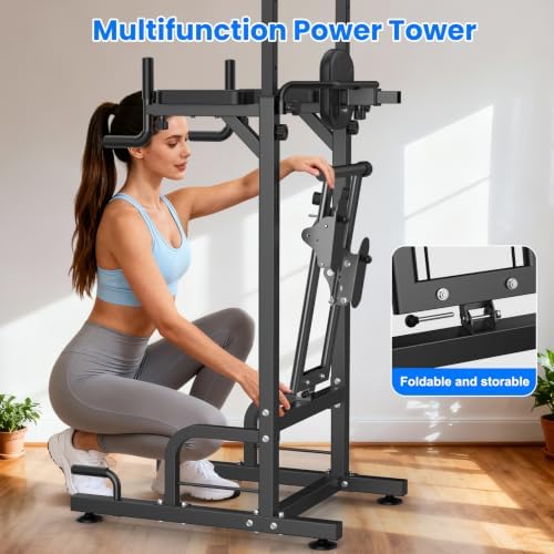 RELIFE REBUILD YOUR LIFE Pull Up Bar Free Standing Power Tower for Home Gym | Dip Station Pull Up Station, Multi-Function Home Fitness Equipment for Pull-Ups, Dips, Push-Ups, Full Body Strength Training