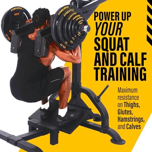 Powertec Fitness Levergym Calf Raise and Squat Machine, Black, 58” x 55” x 61.6”