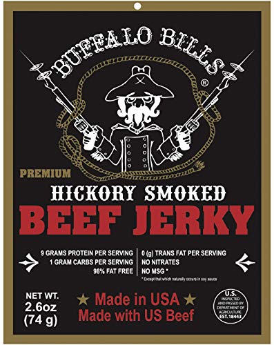 Buffalo Bills 16 Oz Hickory Smoked Premium Beef Jerky Pieces in Random Size | Selling Beef Jerky Nationwide Since 1990, Made In The USA, 100% US Beef, Marinated In Soy Sauce, Garlic, And Black Pepper