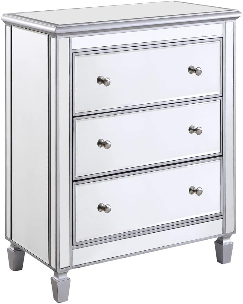 3 Drawer Bedside Cabinet, Silver