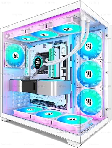 FOIFKIN F600 PC Case - Pre-Installed 7 PWM ARGB Fan, ATX Mid-Tower Gaming PC Case, 270° Panoramic Glass with Type-C, FOIFKIN (Black, F600)