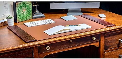 Dacasso Brown Crocodile Embossed Leather Desk Set, 3-Piece