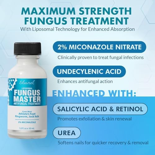 Ebanel Athlete's Foot Fungus Treatment, Miconazole Antifungal Cream 1Oz