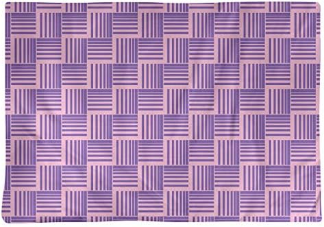 Dana Strider Two Color Basketweave Stripes Table Placemat, 18 x 14, Pink & Purple