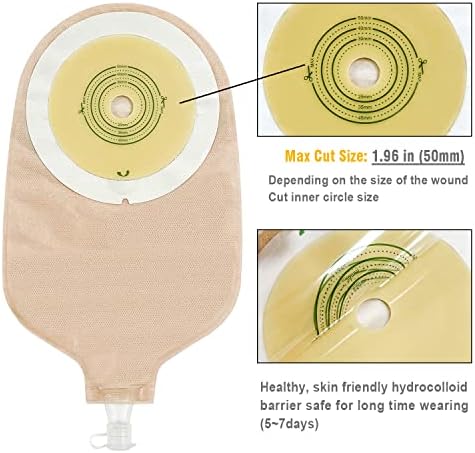 15PCS One-Piece Urostomy Bag Drainable Pouches for Ostomy | with Measure Card,Urostomy Supplies for Colostomy Ileostomy Stoma Care, Cut-to-Fit