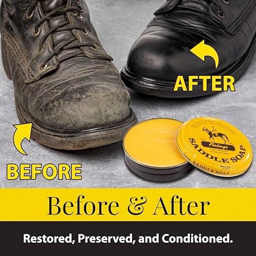 Fiebing's Yellow Saddle Soap for Leather (3.5 oz Tin) - Leather Cleaner & Conditioner to Soften