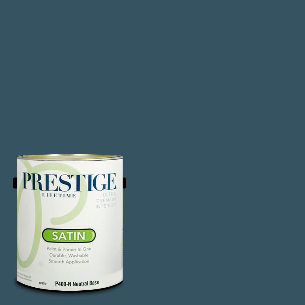PRESTIGE Paints Exterior Paint and Primer In One, 1-Gallon, Semi-Gloss, Comparable Match of Behr* Intercoastal Gray*