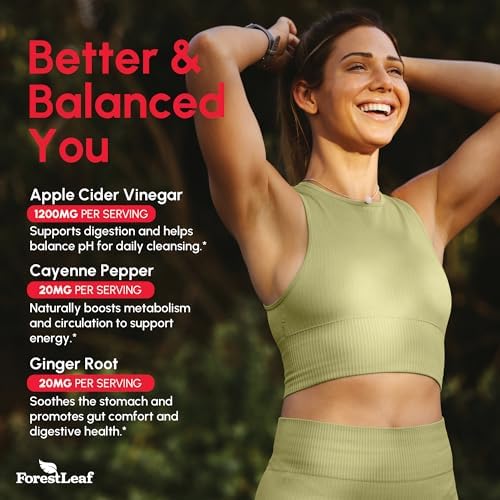 USDA Organic Apple Cider Vinegar Capsules with Mother, 1200 mg | Vegan & Non-GMO | Apple Cider Vinegar Pills with Cayenne Pepper & Ginger Root | 120 Caps