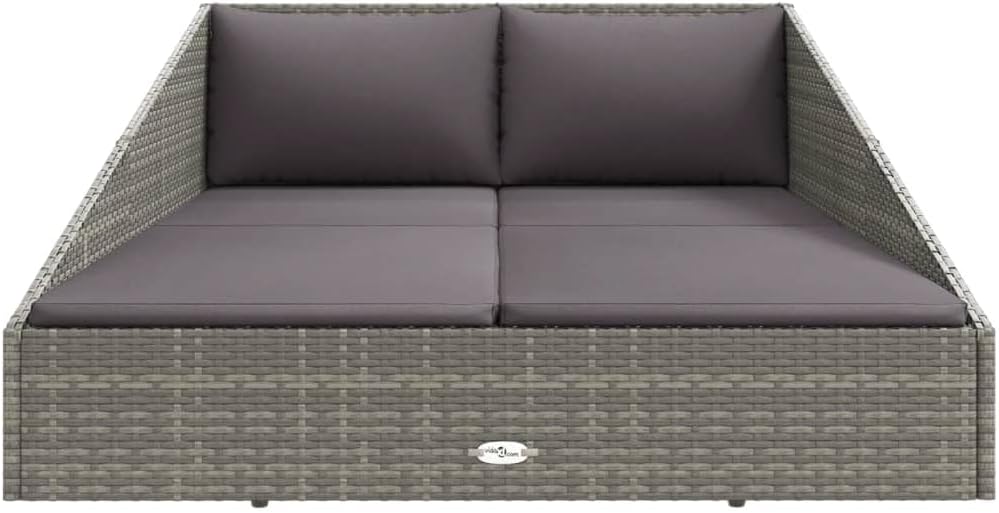 vidaXL Patio Bed Gray 43.3"x78.7" Poly Rattan