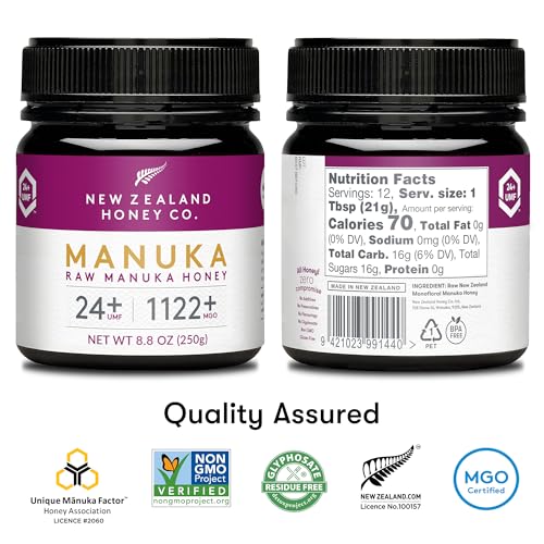 Raw Manuka Honey UMF 24+ MGO 1122+, UMF Certified, 3rd Party Tested, 8.8oz