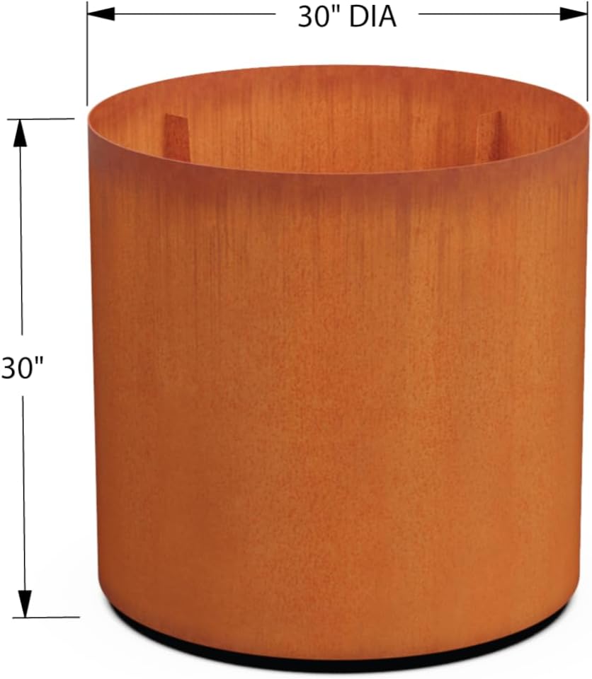 Plantercraft Large Round Planters for Outdoor Plants - 24 Inch Corten Steel Planter for Patio