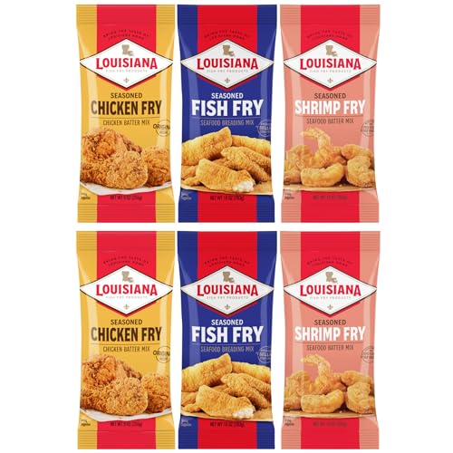 Louisiana Fish Fry Products Seasoned Fry Variety Mix - 2 of Each Flavor - Pack of 6 - Southern Flavor for Any Dish