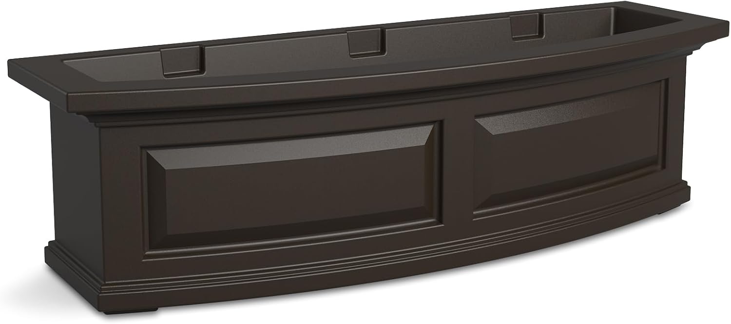 Mayne Nantucket 36in Self-Watering Rectangular Window Box Planter, White | Self-watering, All season, Fade resistant, Mounting brackets included, Built-in overflow, 15-year warranty