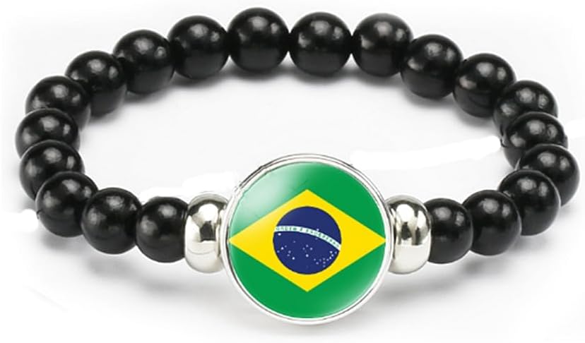 vmcoatdu National Flag Bracelet Elastic Rope Beaded Bracelet Support Your Country Travel Souvenir Gifts for Men Women