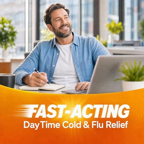 AXIV Daytime Multi-Symptom, Daytime Cold and Flu Relief Softgels, Non-Drowsy Cold Medicine, Relief of Pain, Sore Throat, Minor Aches and Pains, Fever, Cough, 24 Count