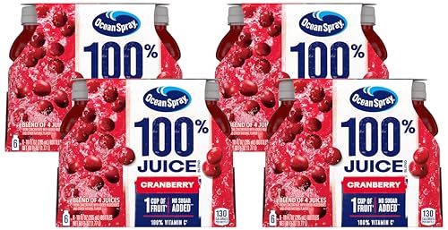 Ocean Spray 100% Juice, Cranberry Juice, 10 Ounce Bottle (Pack of 6)