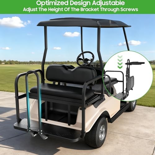10L0L Universal Foldable Golf Cart Rear Seat Bag Holder - No-Drill Bag Rack for Yamaha EZGO Club Car, Fits Safety Grip Bar up to 8" Wide