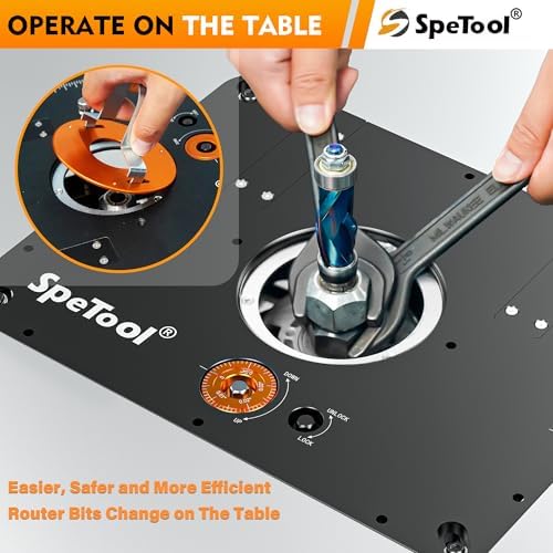 SpeTool Router Lift System – Heavy-Duty Aluminum Router Lift Kit for Woodworking