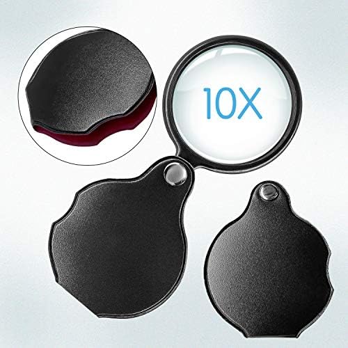 Wapodeai 2pcs 10x Small Pocket Magnify Glass