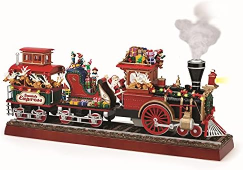 Mr. Christmas Animated Musical Santa's Train Express with Working Smokestack, 16.5 Inch, Red