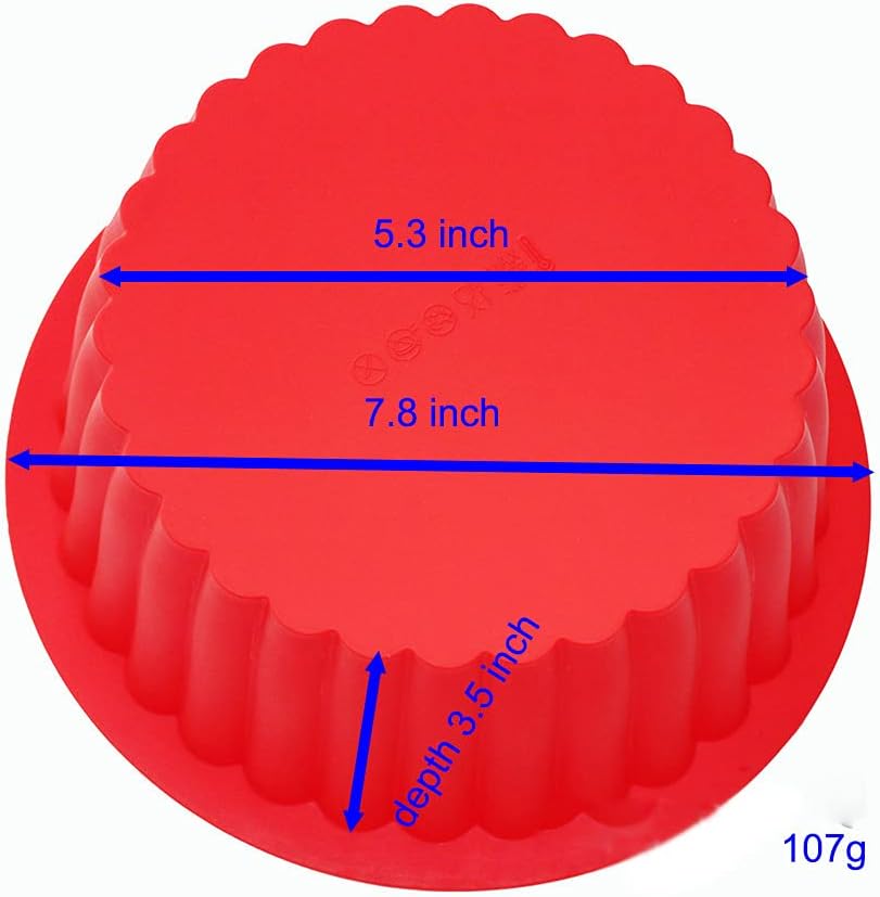 X-Haibei Giant Cupcake Pan Round Chocolate Cake Bread Bakeware Silicone Mold Top Dia. 7.8inch,Bottom 5.3inch, Height 3.5 inch