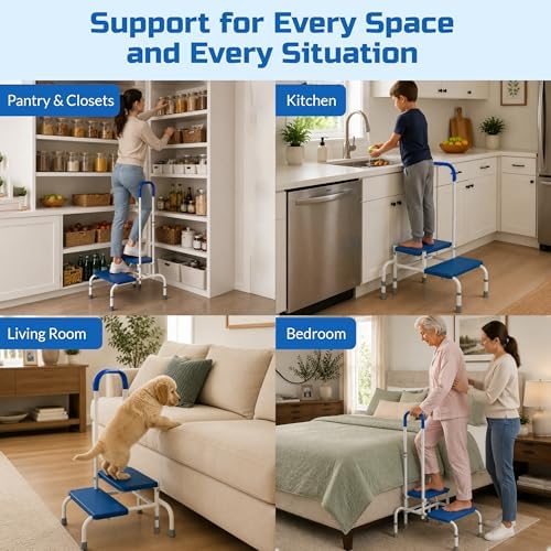 Step Stool with Handle for Elderly, Bed Step Stools for Seniors WithHandles