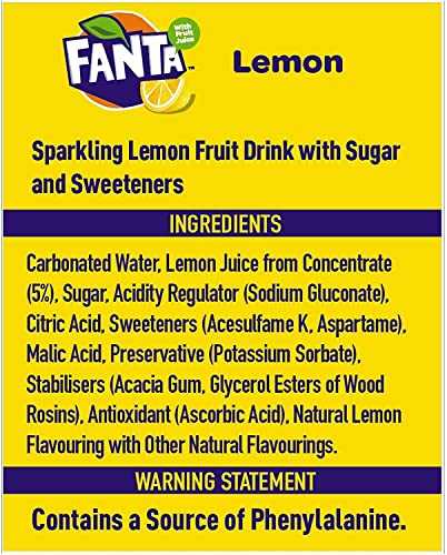 Fanta Lemon Lemon Drink, 12 Can Pack (330ml Each)