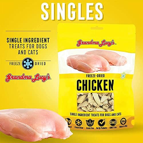 Grandma Lucy's 3 Pack of Freeze-Dried Chicken Single-Ingredient Treats for Dogs and Cats, 4 Ounces Each, Made in The USA