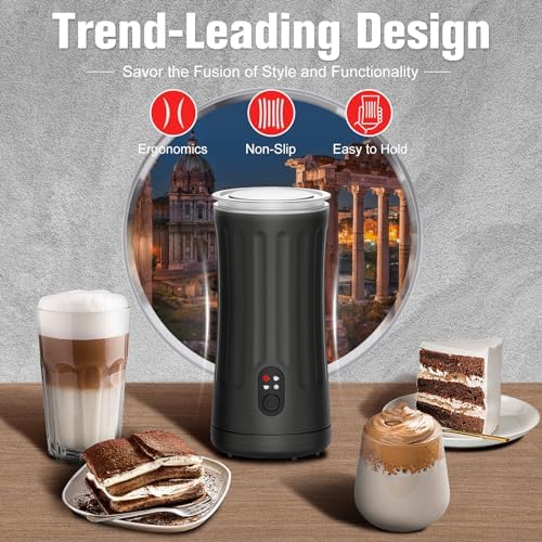 Milk Frother, 4-in-1 Milk Steamer and Frother, 8.1oz, White | Milk Warm and Cold Foam Maker, Auto Shut-Off Frother for Coffee, Latte, Cappuccino, Macchiato