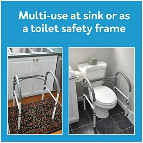 Carex Toilet Safety Rails, Adjustable and Detachable Toilet Safety Frame with Handles for Elderly, Handicap, or Disabled
