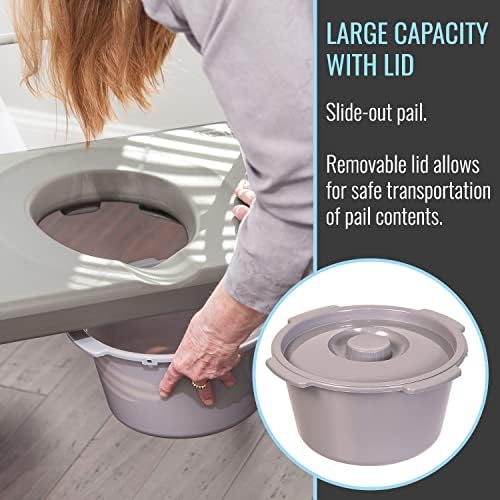 DMI Bedside Commode, Portable Toilet, Commode Chair, Raised Toilet Seat with Handles, Holds up to 500 Pounds with Included 7 qt Commode Bucket