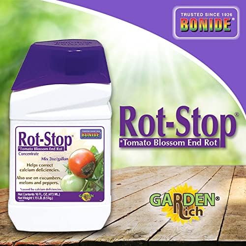 Bonide Rot-Stop Tomato Blossom End Rot, 16 oz Concentrated Liquid Garden Fertilizer for Calcium Deficiency Indoors & Outdoors | Garden Fertilizer