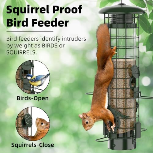 Squirrel Proof Bird Feeder, Metal Mesh Bird Feeders for Outdoors Hanging