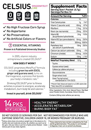 CELSIUS On-The-Go Powder Stick, Combo Pack of Dragonfruit Lime and Cranberry Lemon, 28 Piece Assortment