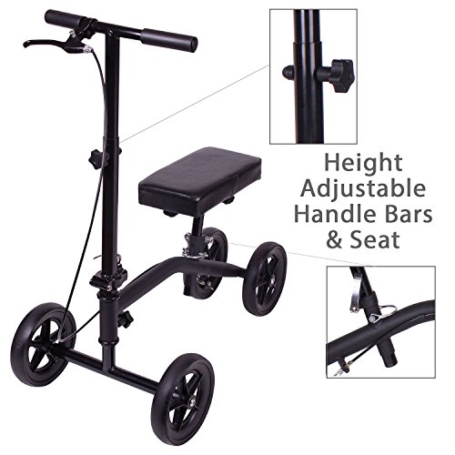 Carex Economy Rolling Knee Walker with Comfortable Padding - Steerable Knee Scooter for Foot Injuries with Hand Brake - Crutch Alternative