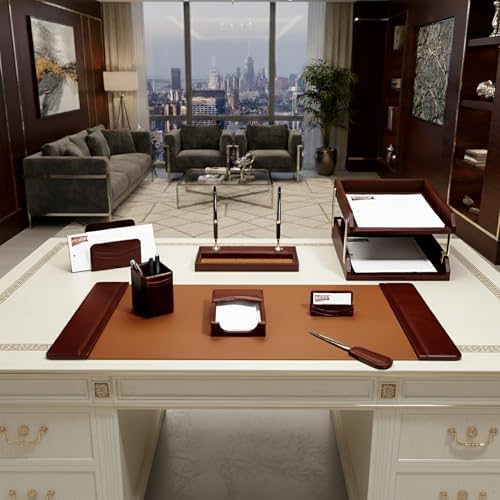 Dacasso Leather Desk Set, 10-Piece, Mocha (D3020)