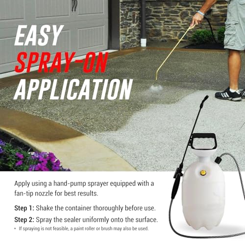 DryWay Silane Siloxane Penetrating Concrete Driveway Sealer, Natural Finish | Breathable Water-Repellent Concrete Sealer for Brick, Pavers, Patios, Pool Decks & Outdoor Concrete - Non-Film Forming