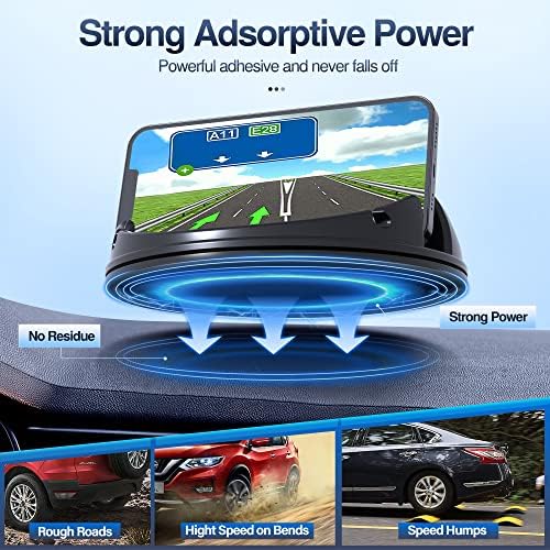 Loncaster Car Phone Holder, Car Phone Mount Silicone Car Pad Mat for Various Dashboards, Slip Free Desk Phone Stand Compatible with iPhone, Samsung, Android Smartphones, GPS Devices and More, Black