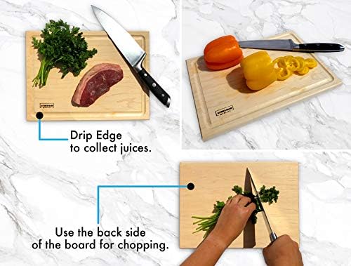 Premium Maple Wood Cutting Board - 12x8 Inches, Reversible Chopping Board for Kitchen, Cheese, and Charcuterie, Durable and Knife-Friendly