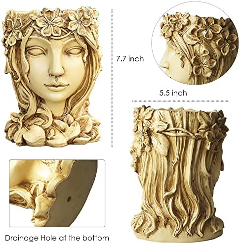 Head Planter Face Flower Pot Goddess Statue Planter Girl Portrait Container