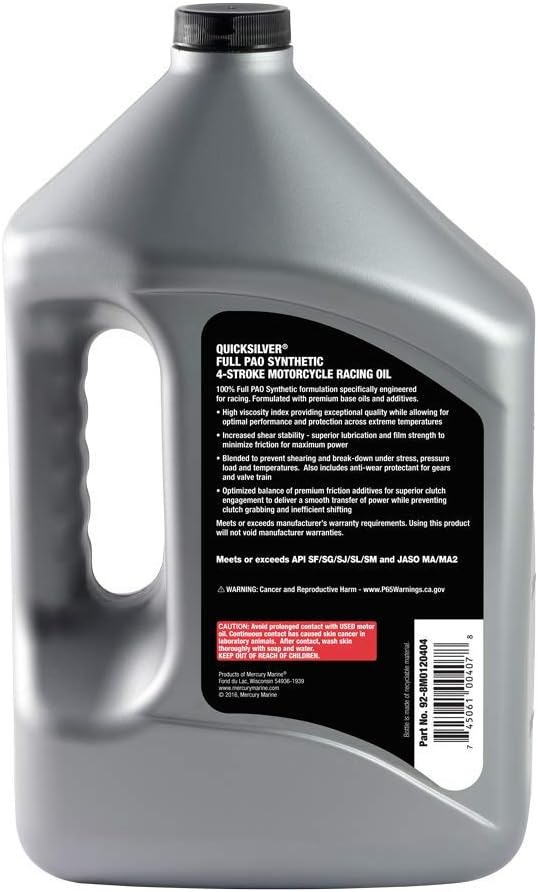 Quicksilver 20W-50 Full Synthetic Motorcycle Oil, 1 Quart