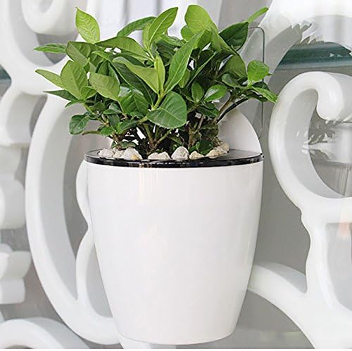 Sungmor Plastic Self Watering Wall Planter - Modern White & 3PC Pack | Large Size - Indoor Outdoor Vertical Flower Pot - Wall Mounted Window Hanging