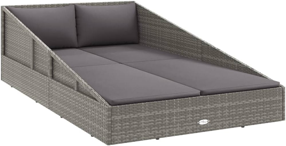vidaXL Patio Bed Gray 43.3"x78.7" Poly Rattan