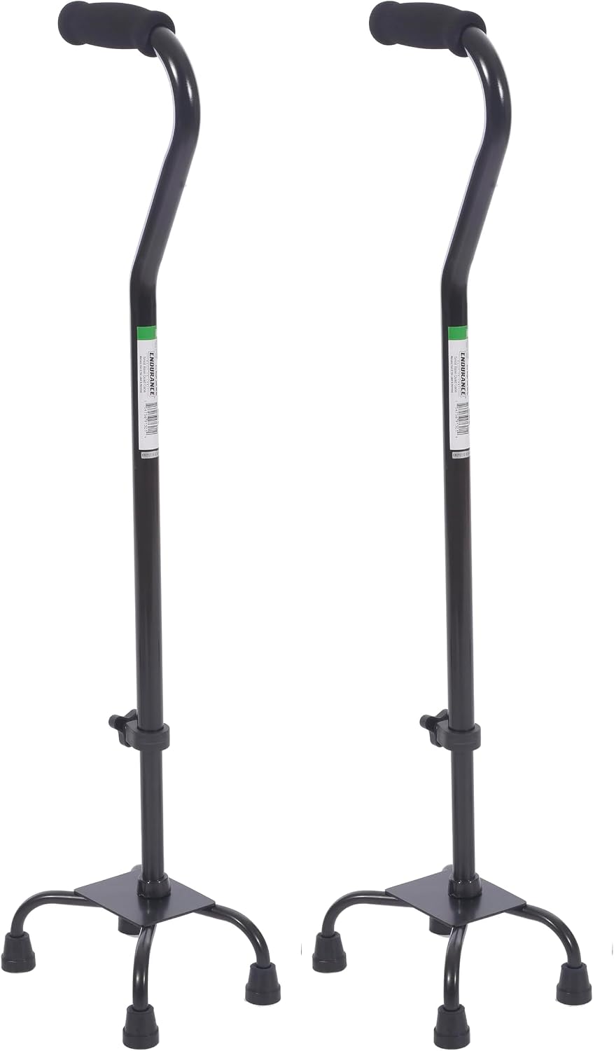 Essential Medical Supply Small Base Quad Cane in Black - Height Adjustable Walking Cane, Sturdy and Durable Walking Cane for Improved Mobility and Stability with 4 Prong Base and Rubber Tips