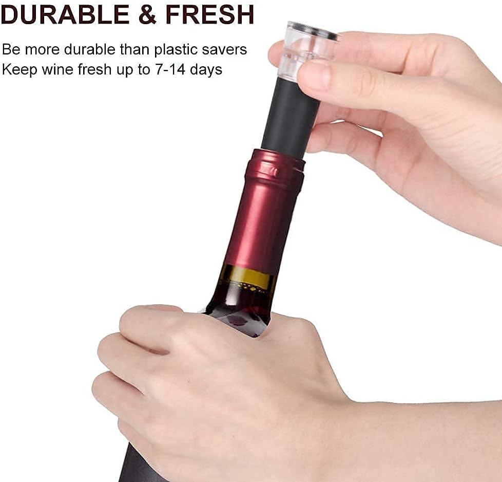 6 Pack Vacuum Wine Stopper, Reusable Silicone Caps, Air Remover Corks, Leakproof Wine Bottle Sealer for Wedding & Birthday Party