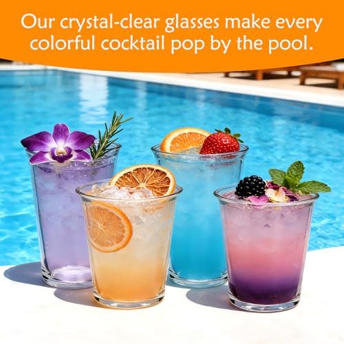 12 Pack Highball Glasses Set, 12 oz & 10 oz Stackable Thick Glass Cups | Drinking Glasses for Cocktails，Iced Coffee, Bubble Tea, Water