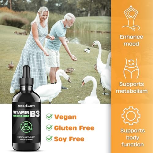 Think Above Vitamin B3 Niacinamide Liquid - Non Flush Form of B3 Niacin - Convenient Vitamin B3 Niacinamide Drops for Women and Men - Easy to