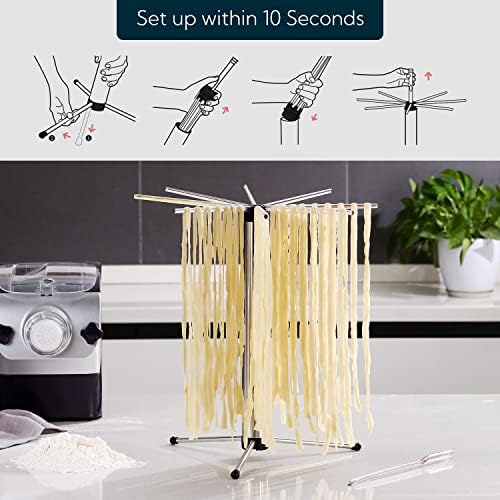 KITCHENDAO Collapsible Pasta Drying Rack, Foldable for Easy Storage, Rotary Arms, Detachable for Easy Cleaning